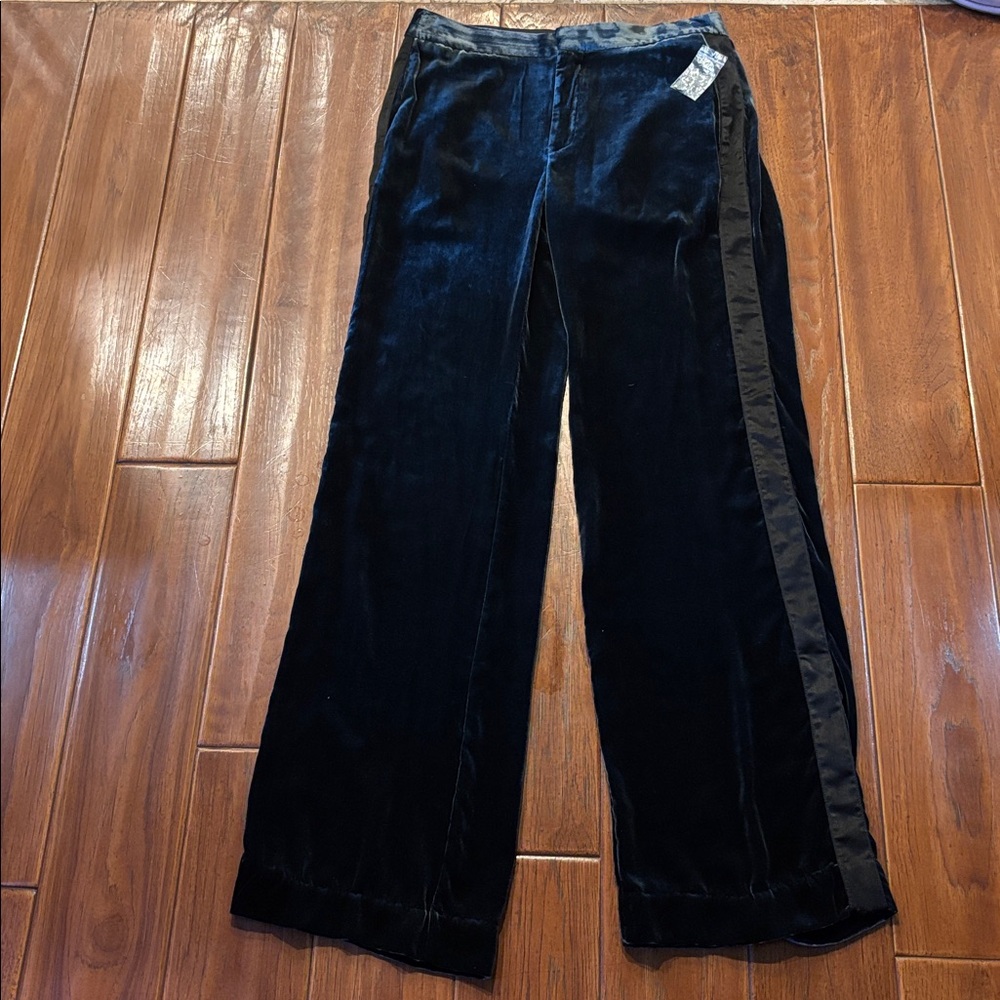 Free People Silk Blend Velvet Tuxedo Stripe Pants